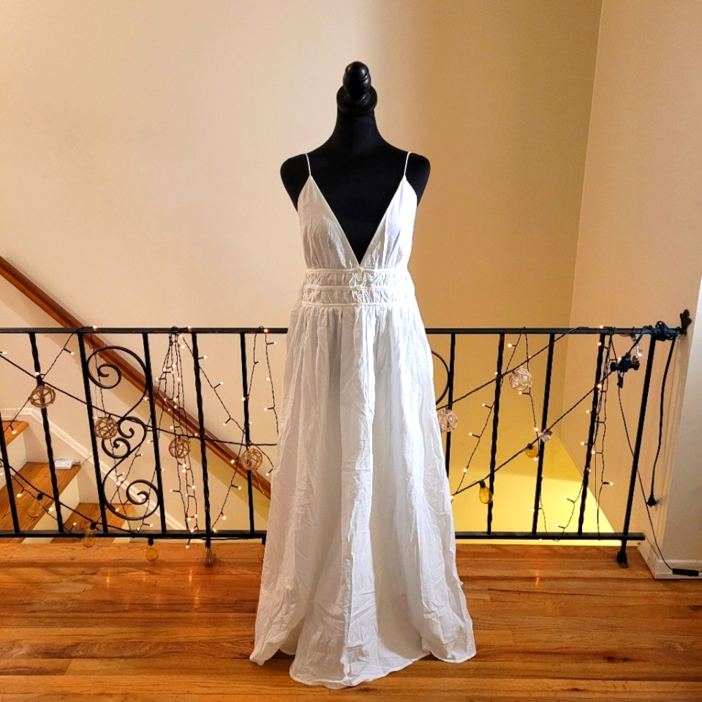 NWT Commense Backless Pleated Deep V-Neck Dress -gorgeous! Size Large ❤️ - Picture 7 of 14